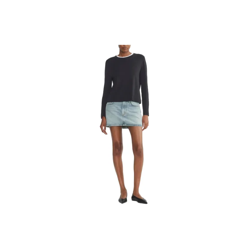 ARITZIA FW24 AGOLDE Alek Mini Skirt Denim Short Skirts Women's Light Indigo-3