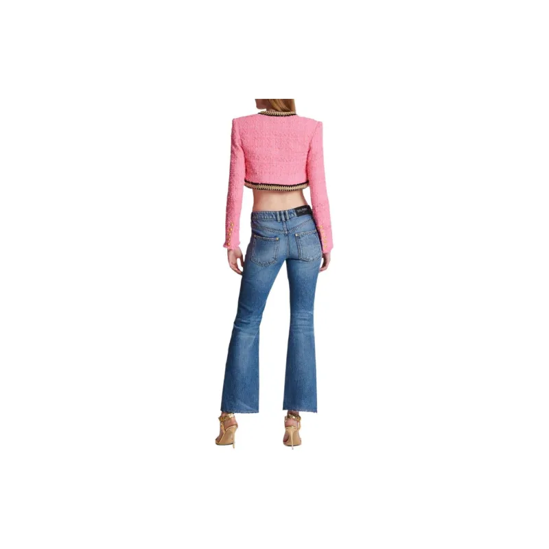 BALMAIN Chain trim Tweed Cropped Jacket-2
