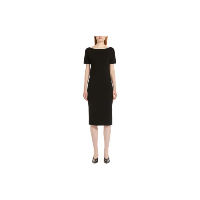MaxMara Studio Luglio Collection Stretch Viscose Dress Short Sleeved Dresses Women's Black-1