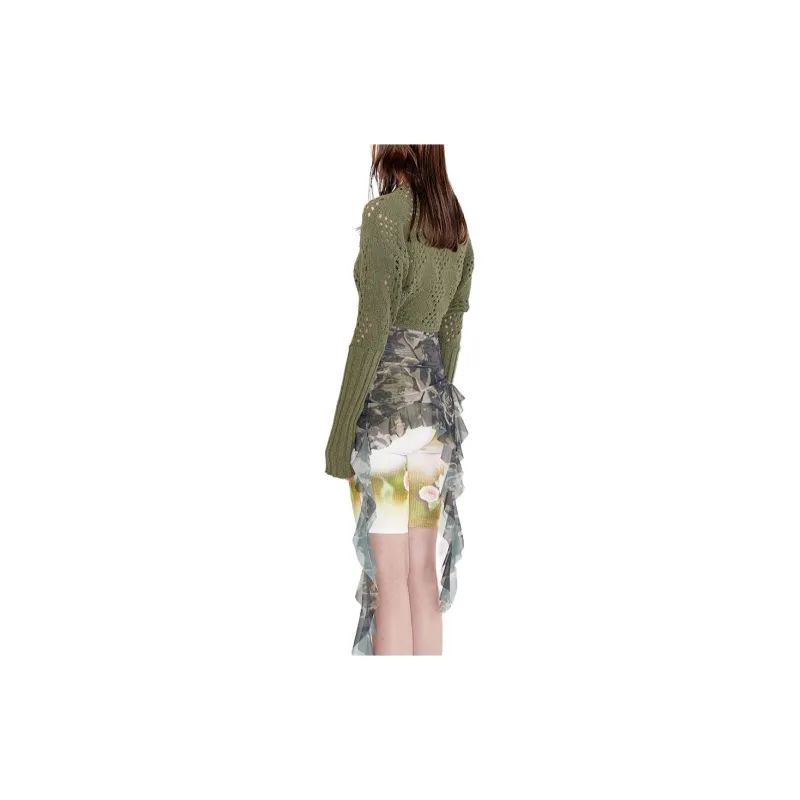 Open Yy ARGYLE POINTELLE KNIT BOLERO Knitwear Women's KHAKI/Khaki-3