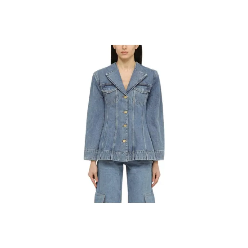 GANNI Tailored Button Up Denim Blazer-3