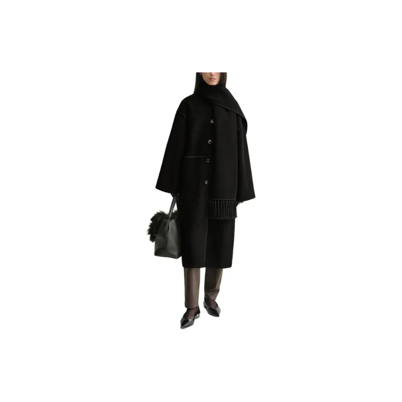 TOTEME Attached Scarf Patch Pocketed Coat-2