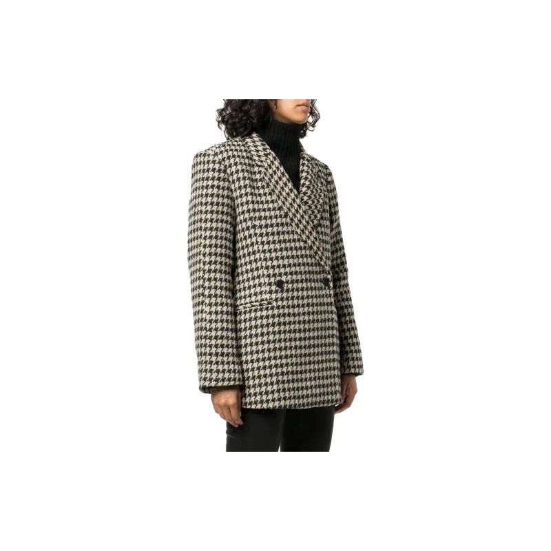 Anine Bing Kaia Houndstooth Double breasted Blazer-2