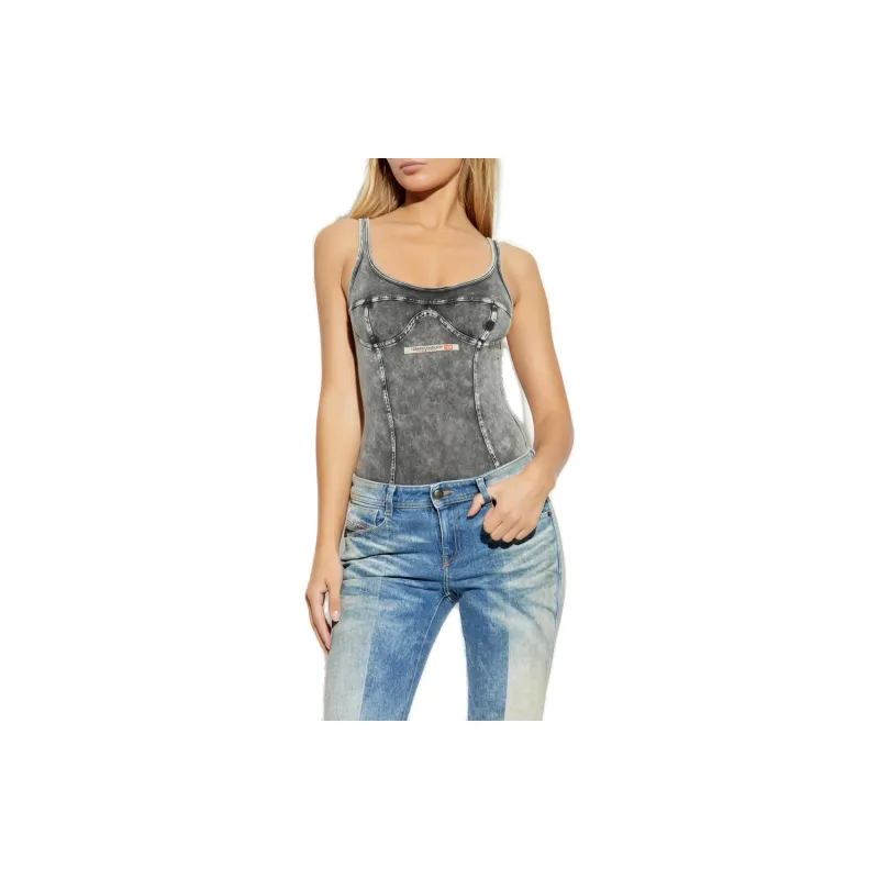 DIESEL Ufby-Denim-Cami Sleeveless Bodysuit-1