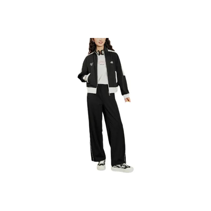 QIAODAN Jackets Coats Women's Black/Jordan White-2