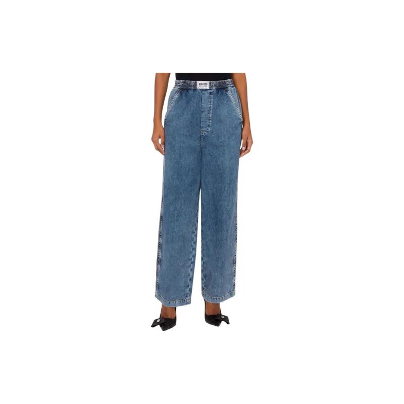MOSCHINO Jeans High Waist Wide Leg Denim Jeans-2
