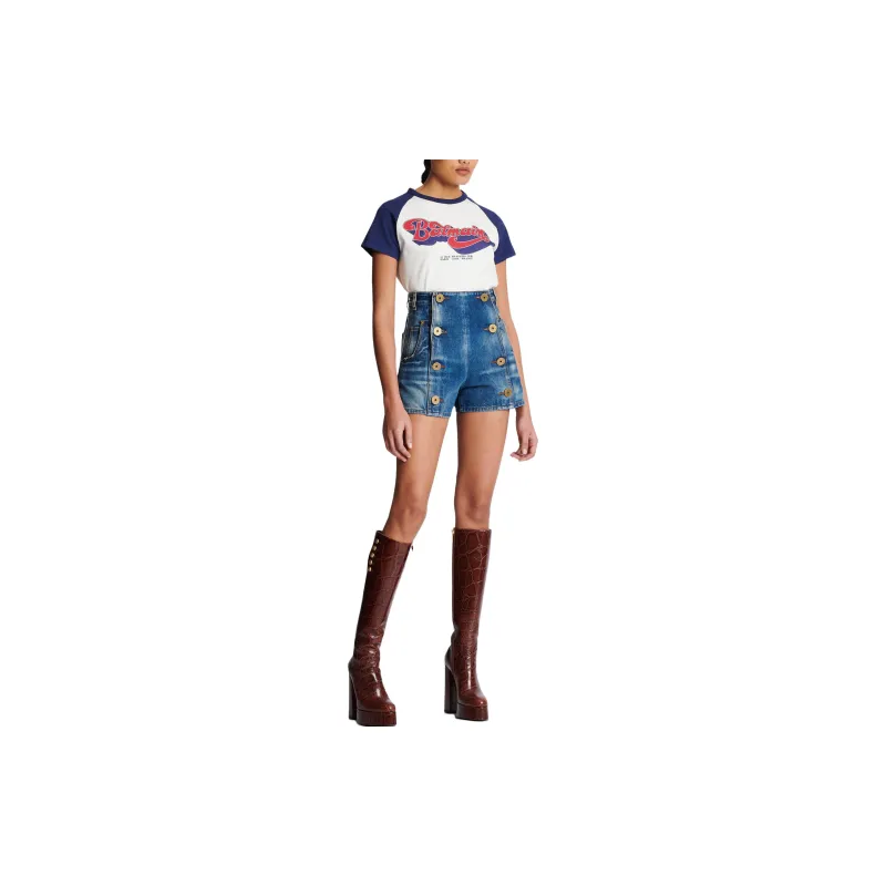 BALMAIN Denim Shorts Women's Blue-1