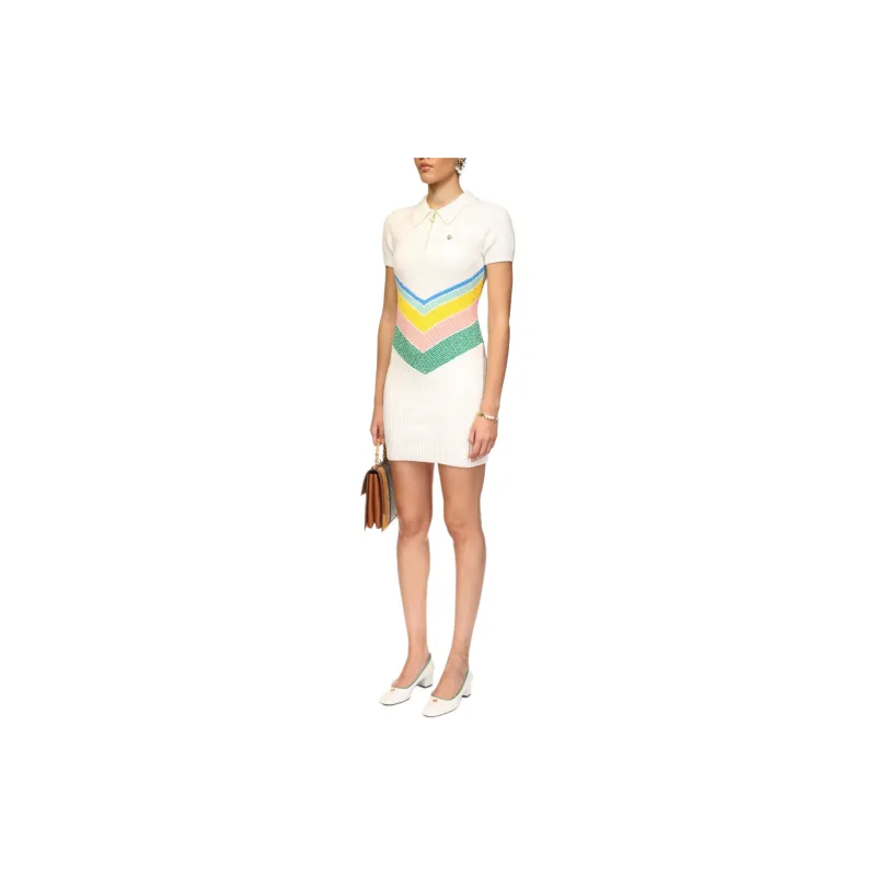 CASABLANCA FW24 Pre Fall Collection Short Sleeved Dress Women's White-5