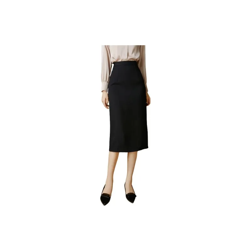 Late White Casual Long Skirts Women's Black-8