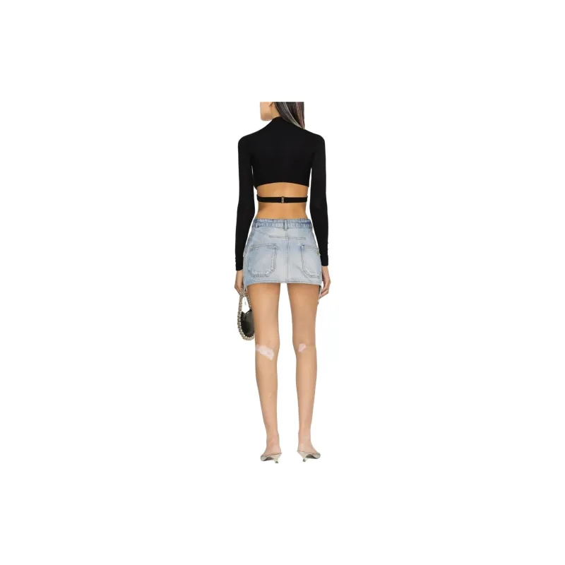 COURREGES Suspenders Denim Mini Skirt-3