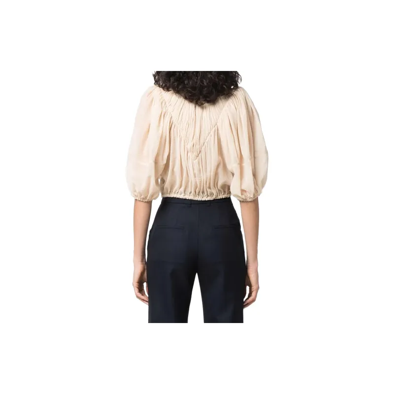 Chloé Chiffon Shirts Women's Beige-3