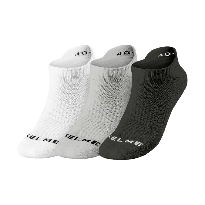 KELME Ankle Socks Unisex 3 Pack Black White Gray-5