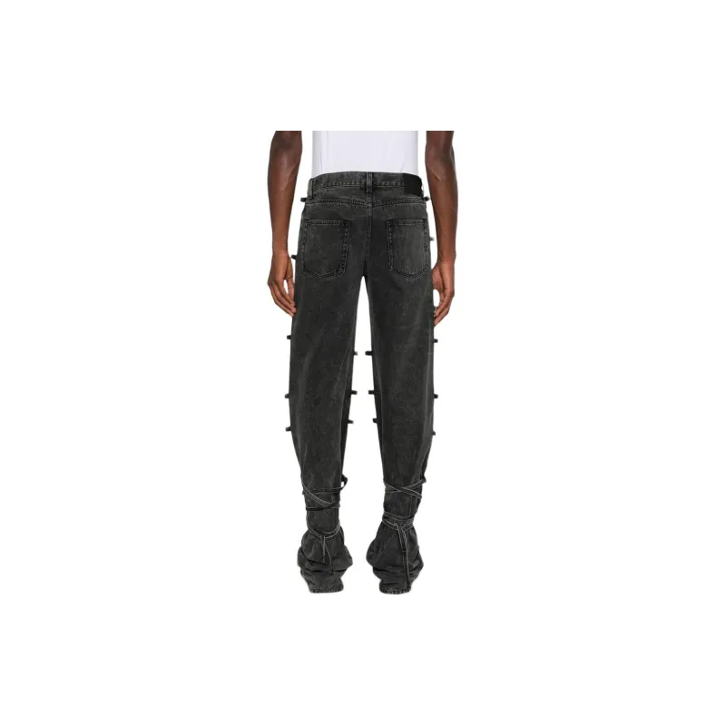 Alexander McQueen Wraparound Tied Asymmetric Button Jeans-2