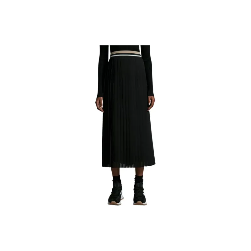 Moncler Pleated Maxi Skirt Casual Long Skirt Women's Black-1