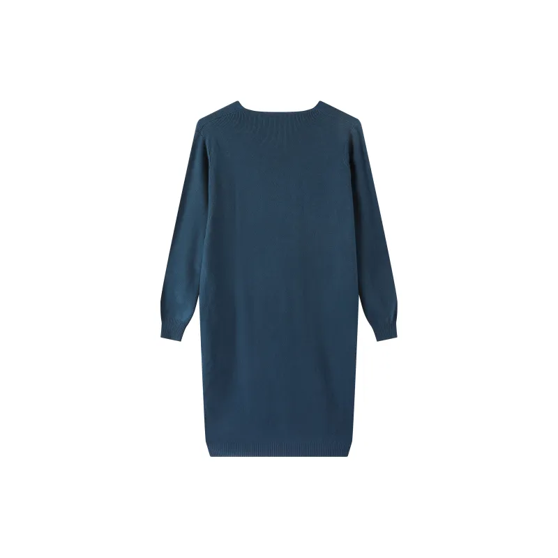 EIDOLON GRAIN Long Sleeved Dress Women's Dark Blue-2