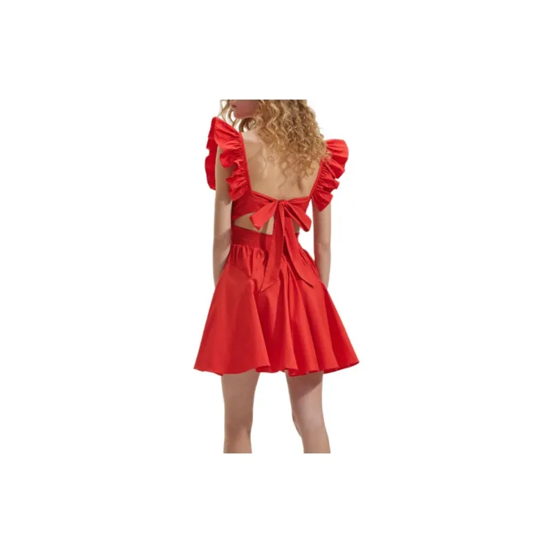 Self portrait Sleeveless Dress Women's Bright Orange-3