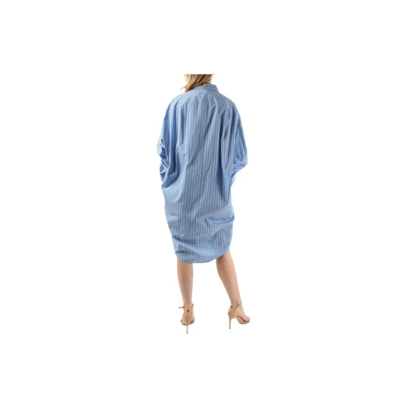 Balenciaga SS21 Long-Sleeved Dress Loose Fit Women's Blue-3