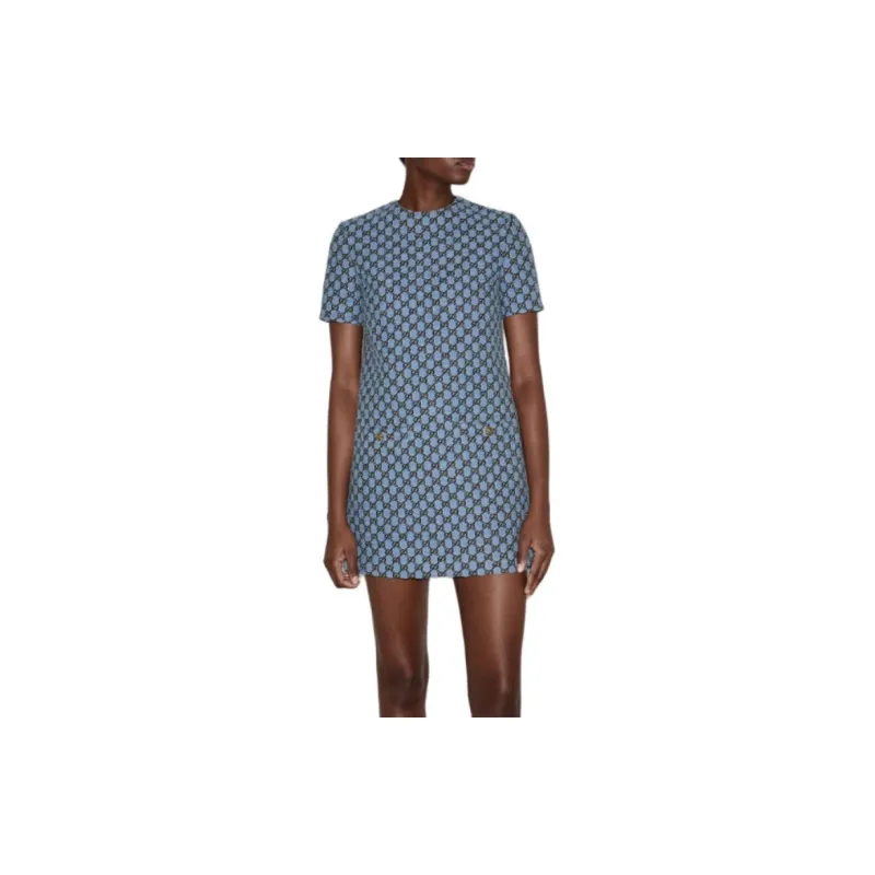 GUCCI Embroidered Tweed Zip Up Dress-1