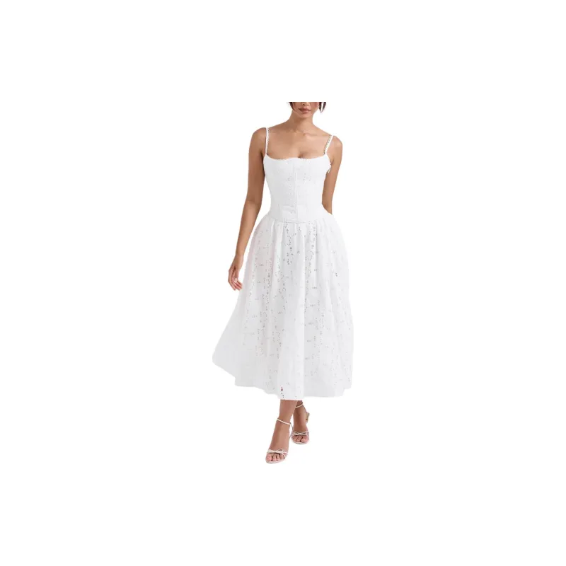 HOUSE OF CB FRANCINE Casual Long Skirt Women's White/White-4