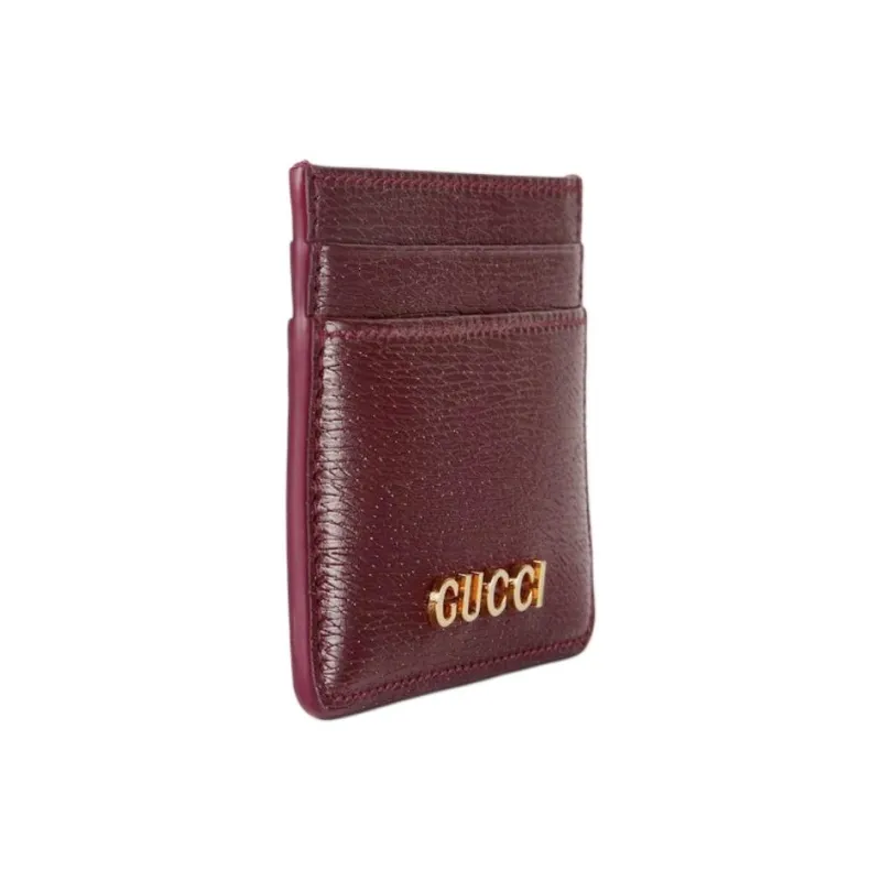 GUCCI Leather Card Holder Women's Red-1
