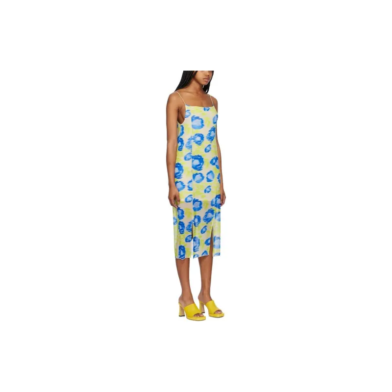 GANNI Printed Mesh Slip Dress 'Strong Blue'-4