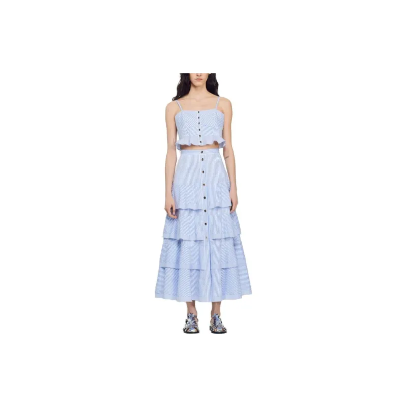 Sandro Casual Long Skirts Women's Sky Blue-1