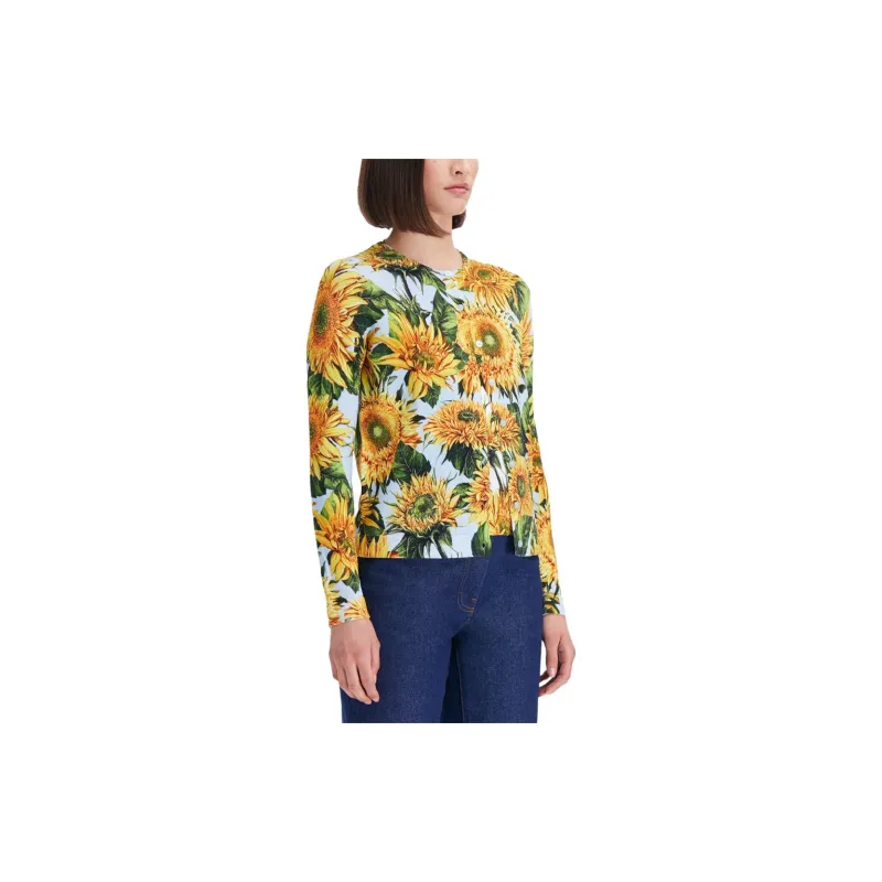 Oscar De La Renta Sunflower print Knitted Cardigan-4