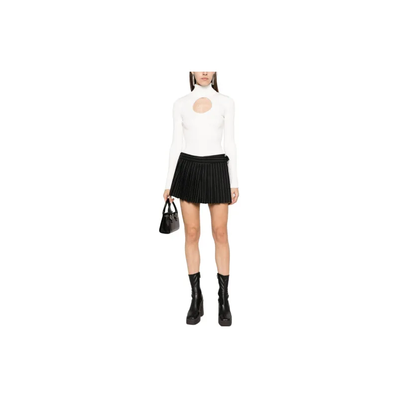 COURREGES Circle Mockneck Rib Knit Sweater 'Heritage White'-1