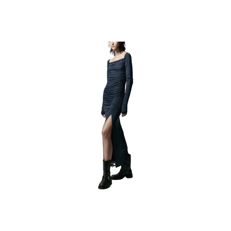 ZARA Long-Sleeved Dresses Women's Light Blue-3