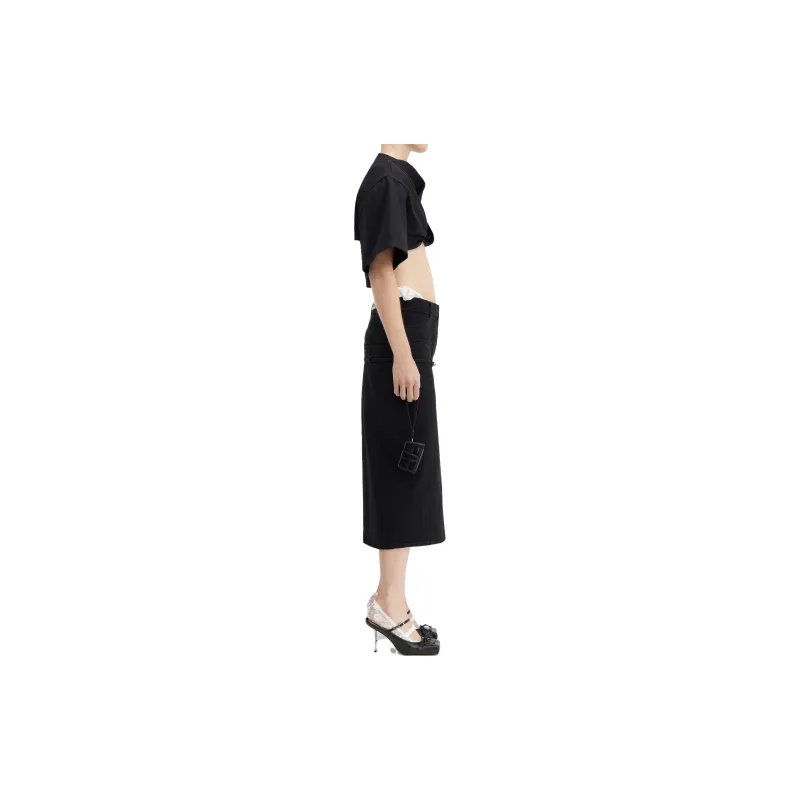 Jacquemus Denim Long Skirts Women's Black-3