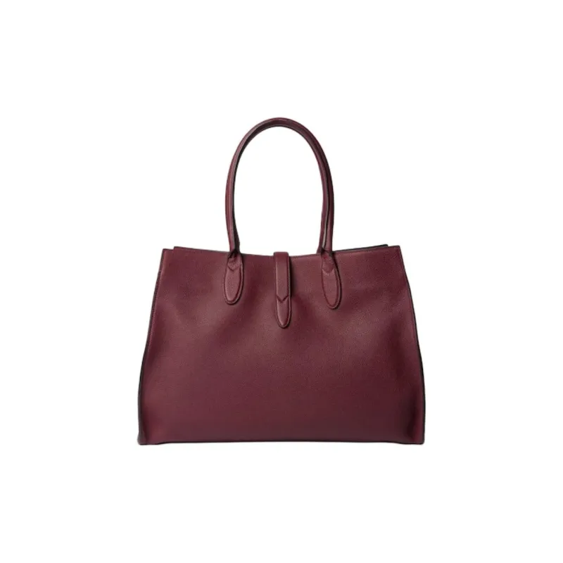 GUCCI Leather Tote Bag Shopping Bag Shoulder Bag Handbag Large Size Women's Red-4