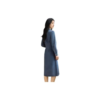 Mo Han Yi Mei Long Sleeved Dress Women's Denim Blue
