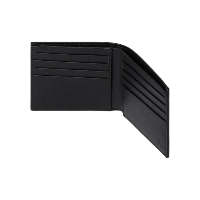 GUCCI Leather Card Holder Trumpets Unisex Black-3
