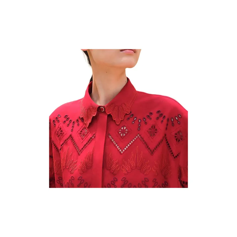 HERMES Long Sleeved Dress Women's Red-3