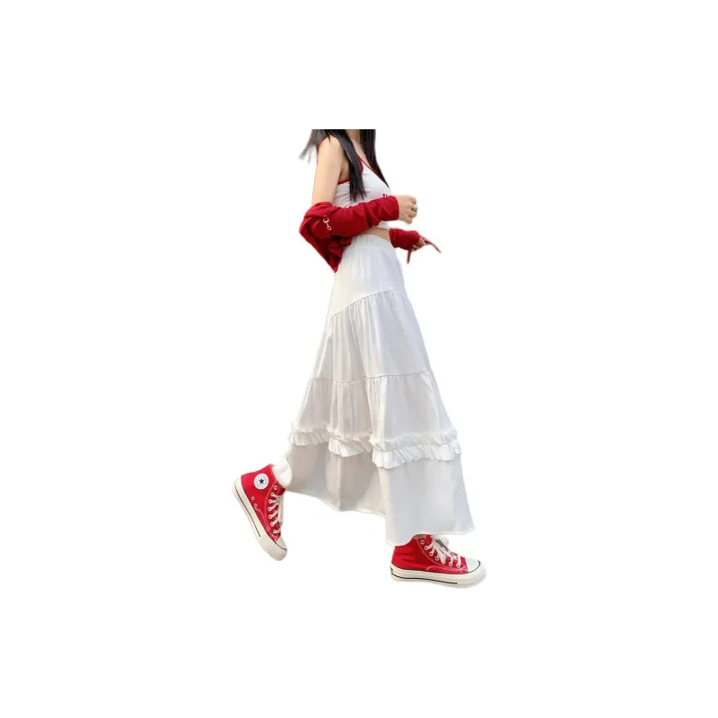 ZNZX Casual Long Skirts Women's White-2