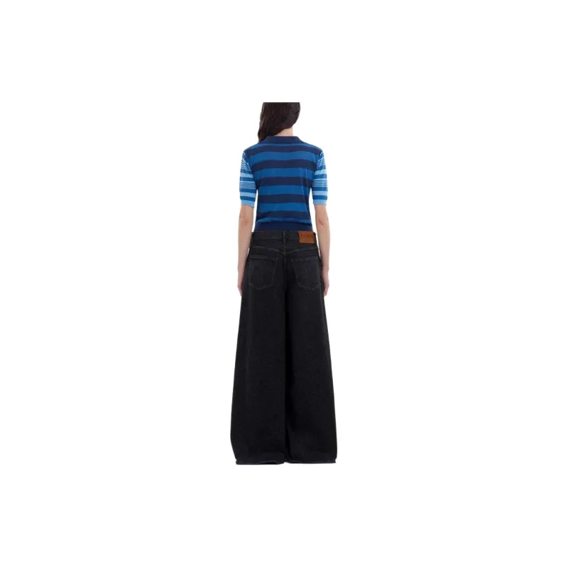 MARNI Stretch Denim Flared Pants 'Navy'-1