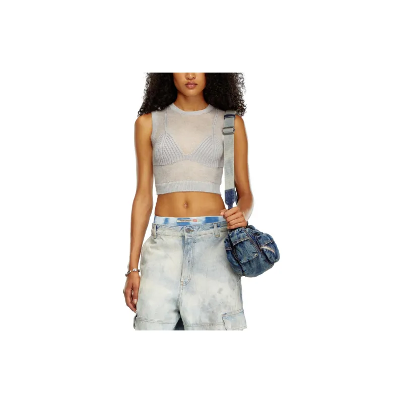 DIESEL M Arostica Bra Detailed Sheer Knitted Top-2