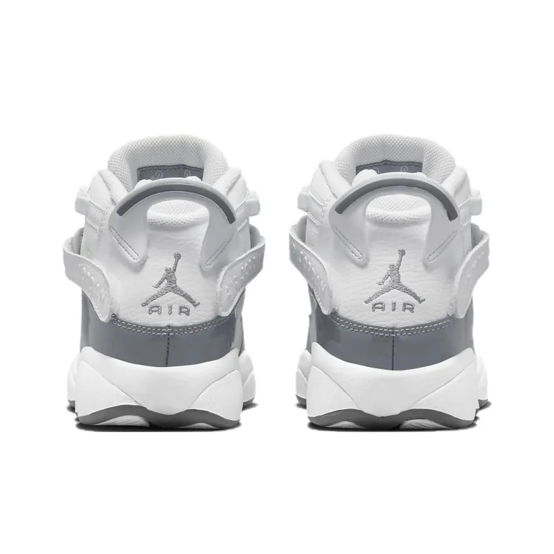 Jordan Air Jordan 6 Rings Slip Resistant Anti Kick Cushioning Mid Top Children's Basketball Shoes White Teenagers-4