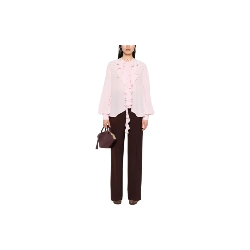 Victoria Beckham Ruffled Detailed High Low Hem Shirt-1