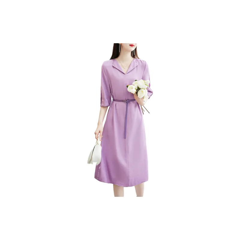 Dme Short Sleeved Dresses Women's Rose Purple-2