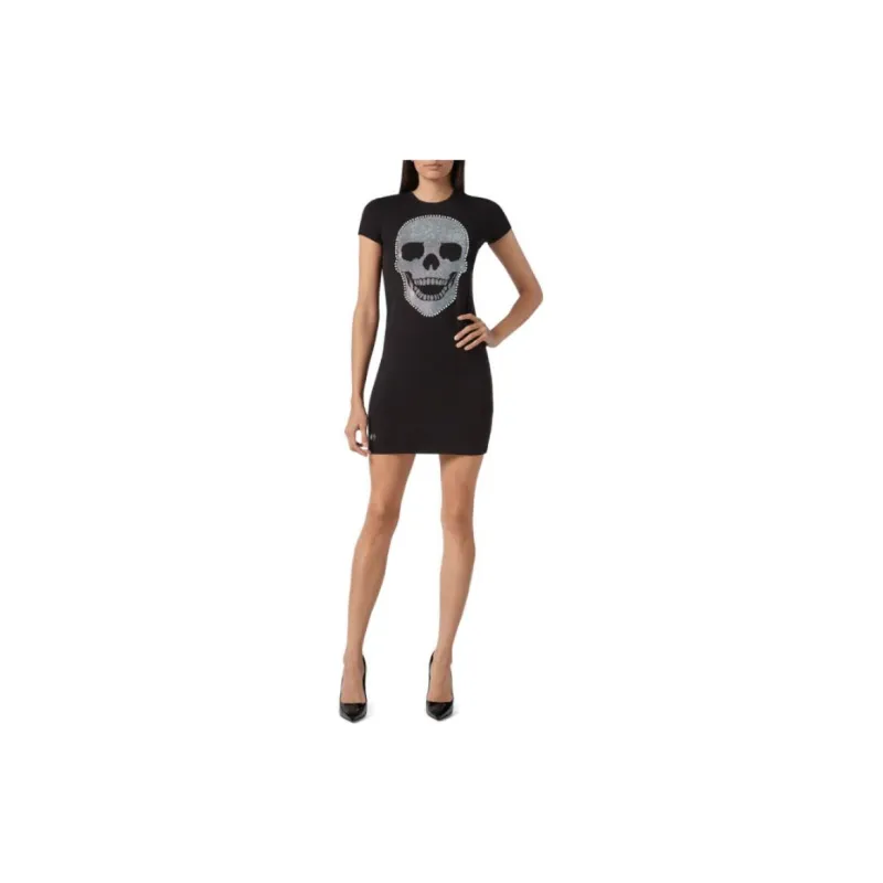 PHILIPP PLEIN Short Sleeved Dress Women's Black-3