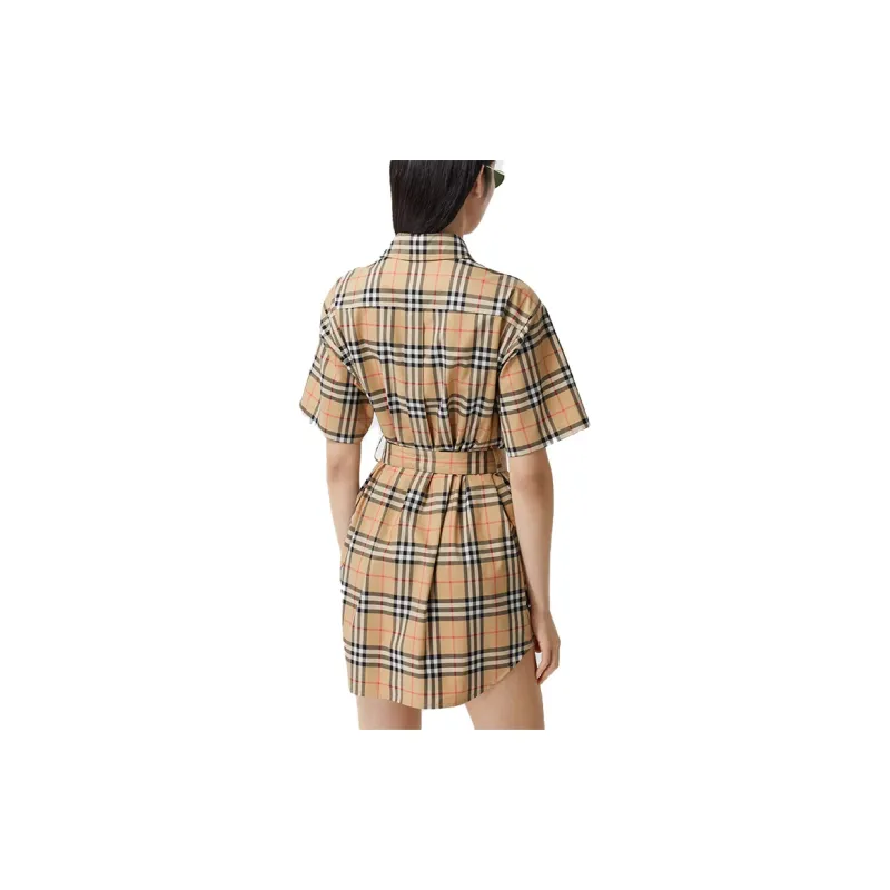 Burberry Short Sleeved Dress Women's Beige-2