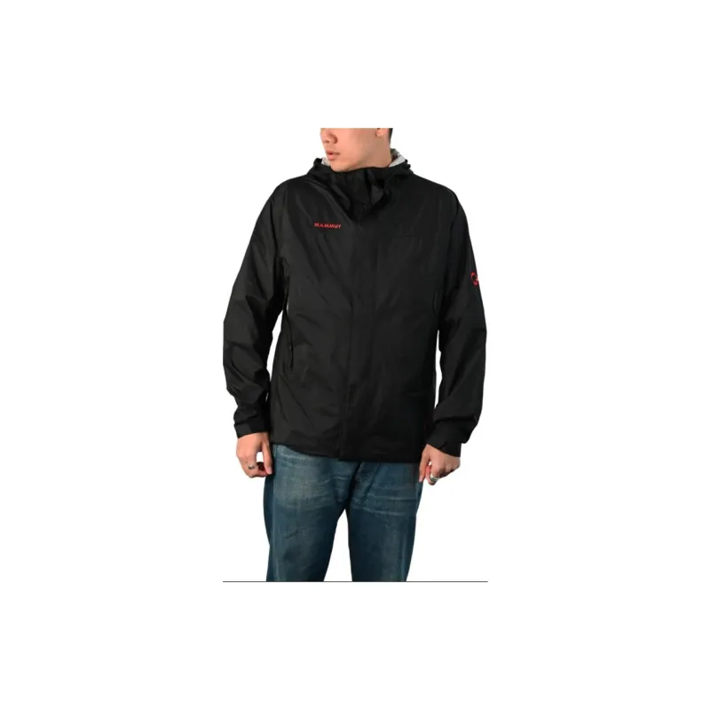 MAMMUT Outdoor Hiking Water Resistant Windbreaker Jacket Men's Black-3