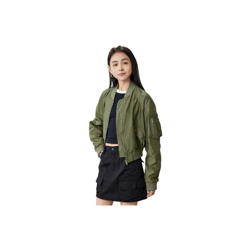 A21 Baseball Jacket Women's Olive Green-3