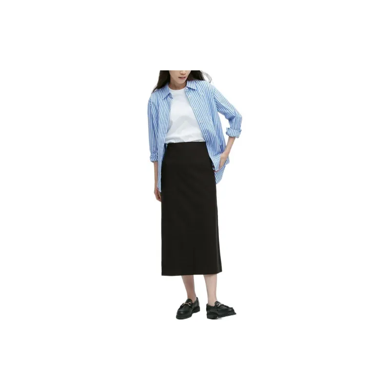 UNIQLO Denim Long Skirts Women's Black-1