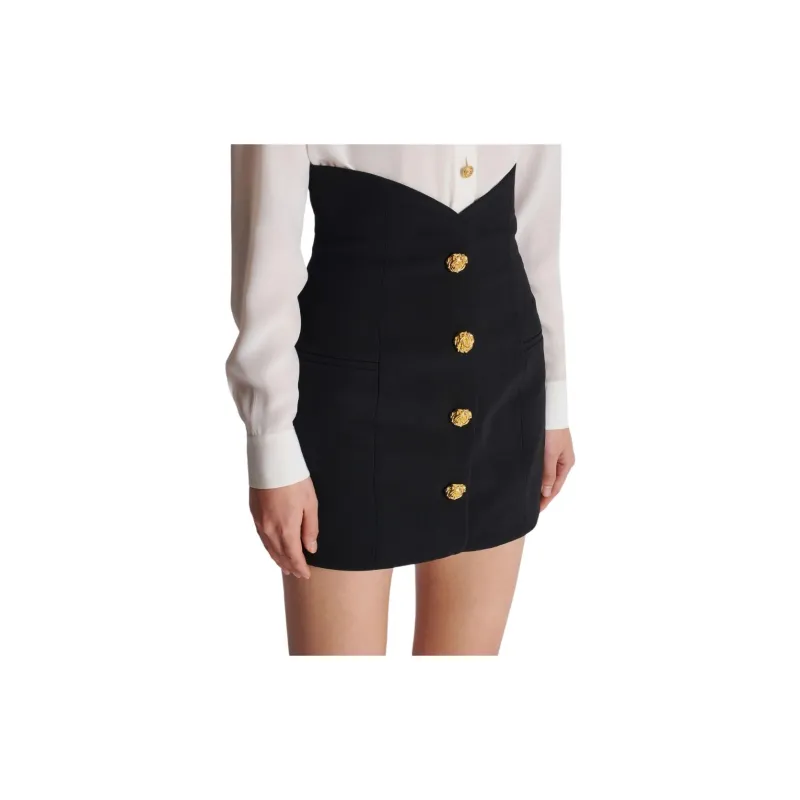 BALMAIN Buttoned Tulip Miniskirt-3