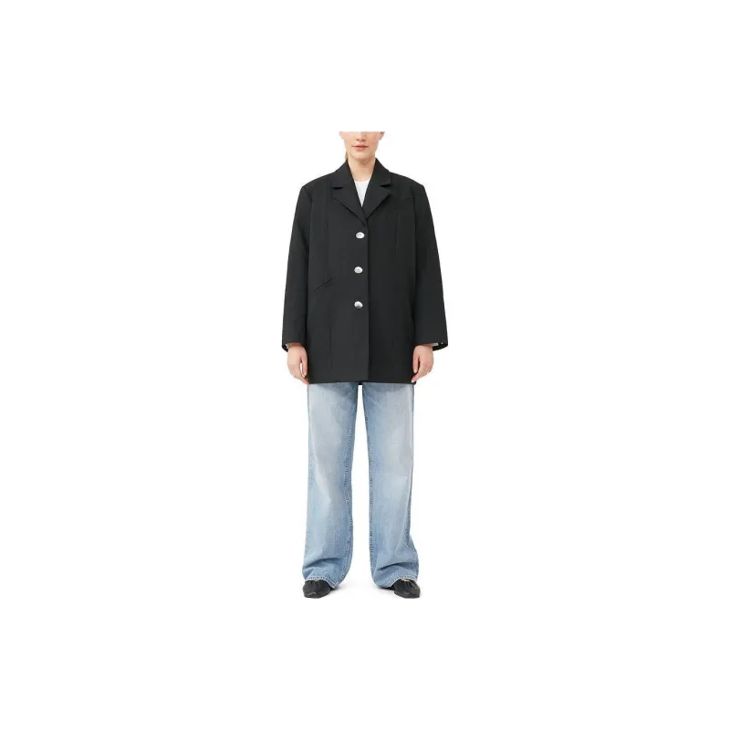 GANNI Single breasted Shoulder pads Blazer-1