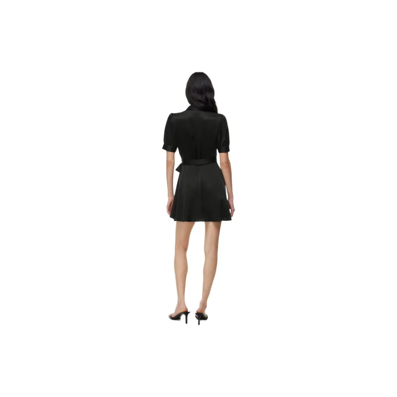 ARITZIA Babaton Hyde Satin Mini Dress Short-Sleeved Dresses Women's Black-3