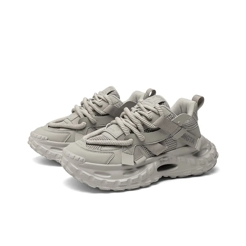 YIVELOVE Anti-Slip Wear-Resistant Low-Top Chunky Sneakers Men's Gray-2