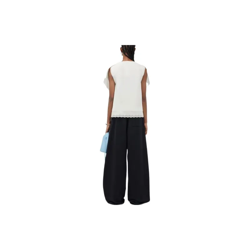 MM6 Maison Margiela Lace-trim Sleeveless Blouse-1